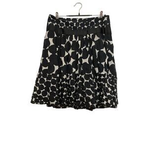 Zara Basic Silk Cotton Midi Skirt Size Large Pleated Black‎ White Dot Flowy READ